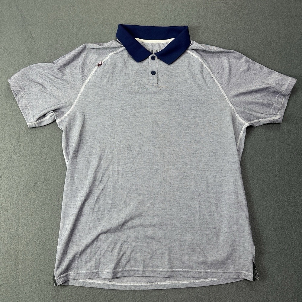 RHÔNE SHORT SLEEVE GOLF POLO SHIRT MEN- LARGE BLUE PERFORMANCE